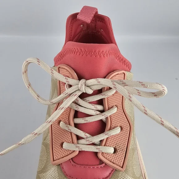 Coach Signature 270 Shoes Women's Size 10 Tech Runner Tan Pink Lace Up Sneakers - Picture 12 of 16